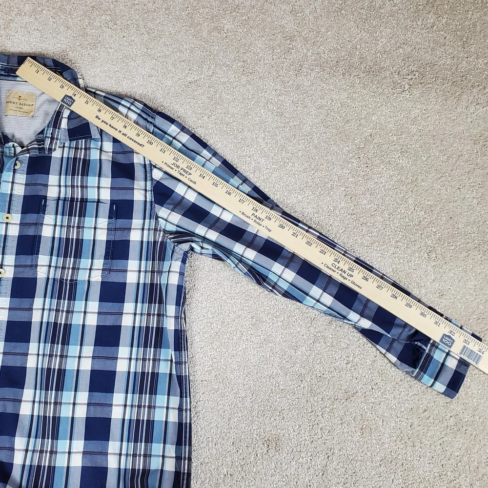 Tommy Bahama Men's Shirt Size‎ Large Blue Plaid Long Sleeve